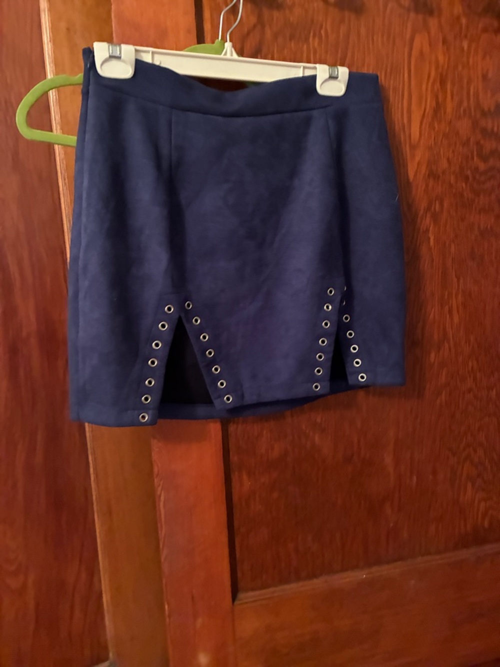 Navy Eyelet-Trim Mini Skirt - Women